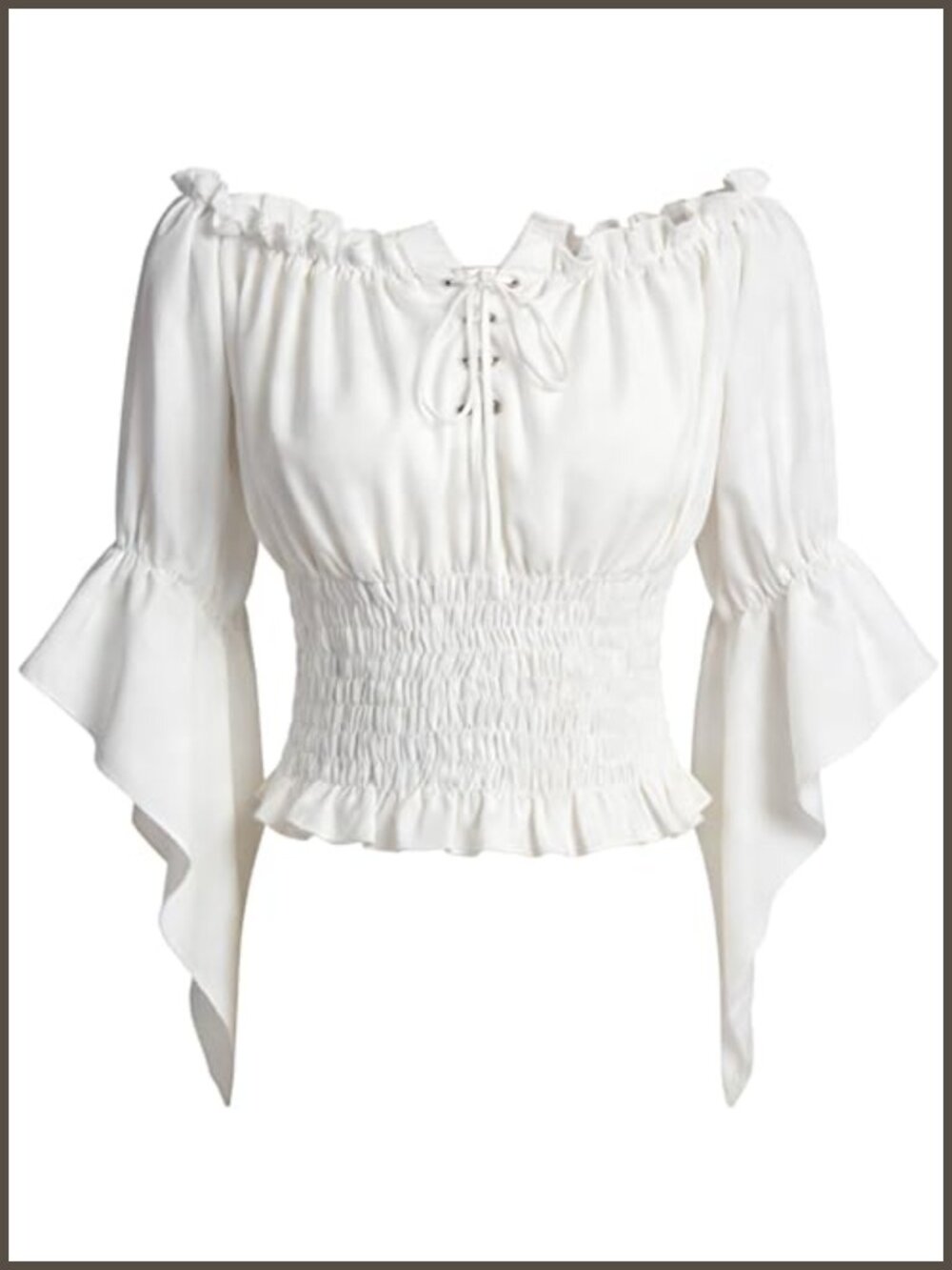 Renaissance Peasant Blouse Off Shoulder Bell Sleeve Corset Top